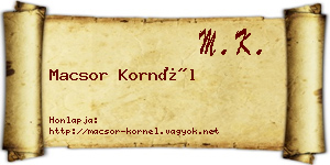 Macsor Kornél névjegykártya